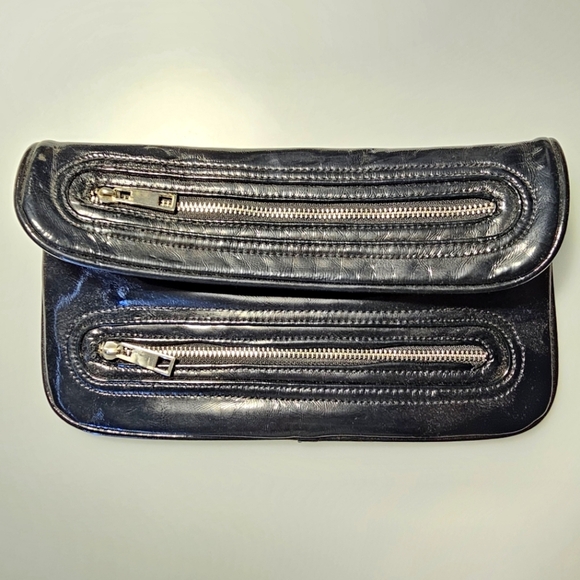 🇨🇦 Le Chateau Dark Blue Clutch Bag with Zippers - Picture 6 of 10